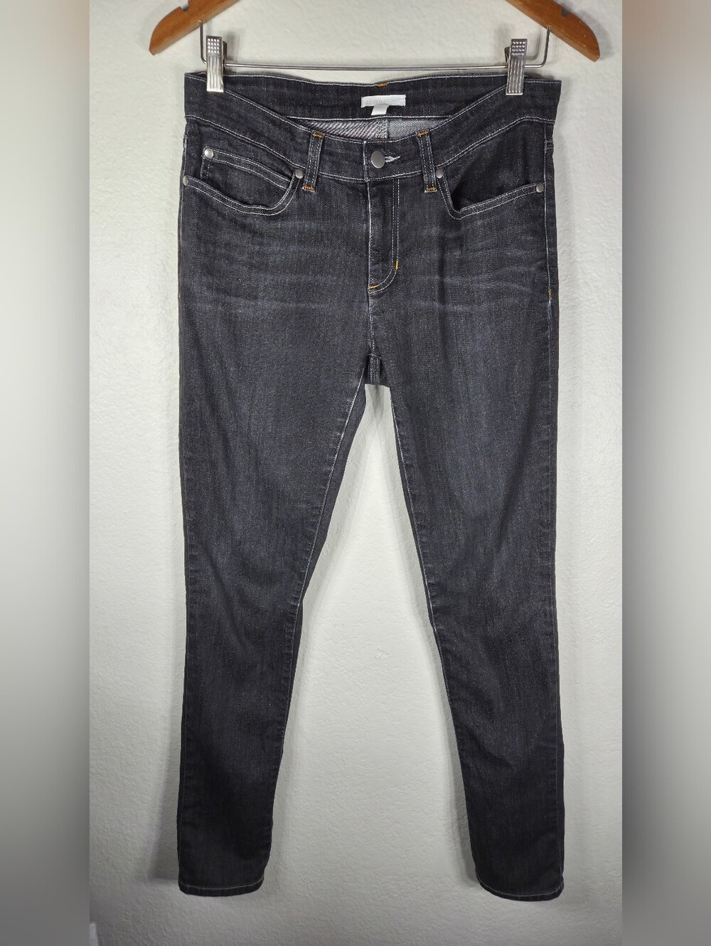 Eileen Fisher Women Dark Gray Skinny Jeans Size 8 Contrast Stitching Low Rise